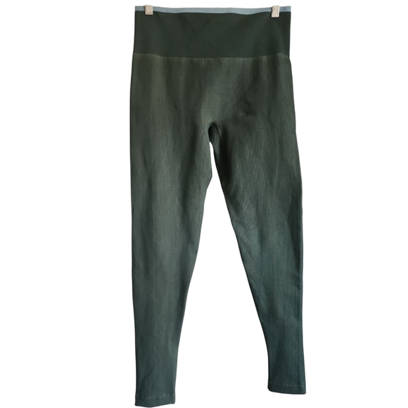 Outdoor Voices Olive Green And  Sky Blue Leggings Size Medium - Picture 2 of 4